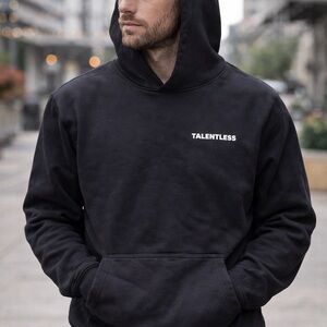 TALENTLESS Black Pullover Hoodie with White Logo
